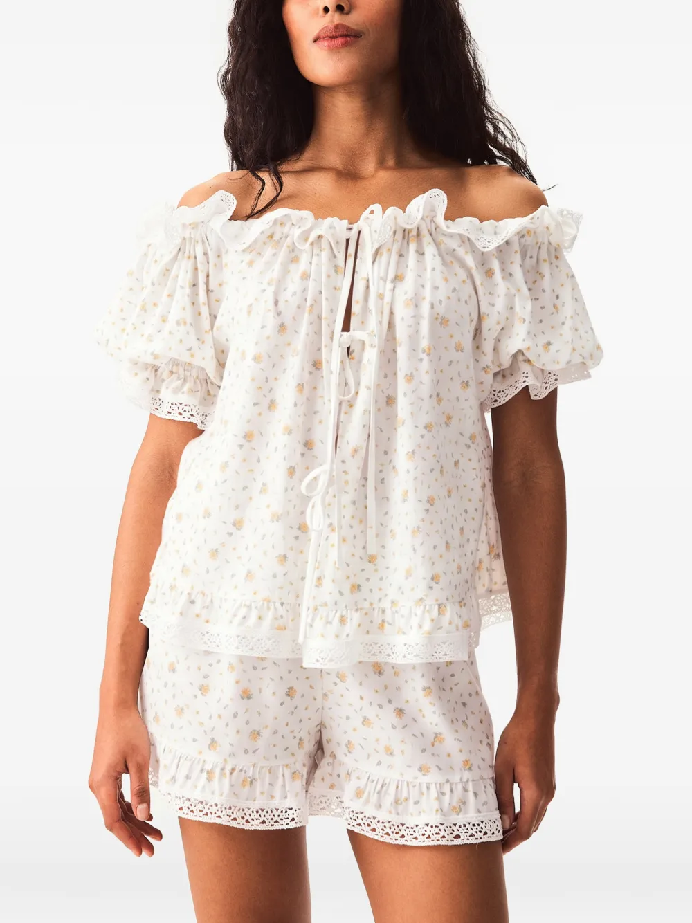 Sleeper Romantica pyjama met bloemenprint Wit