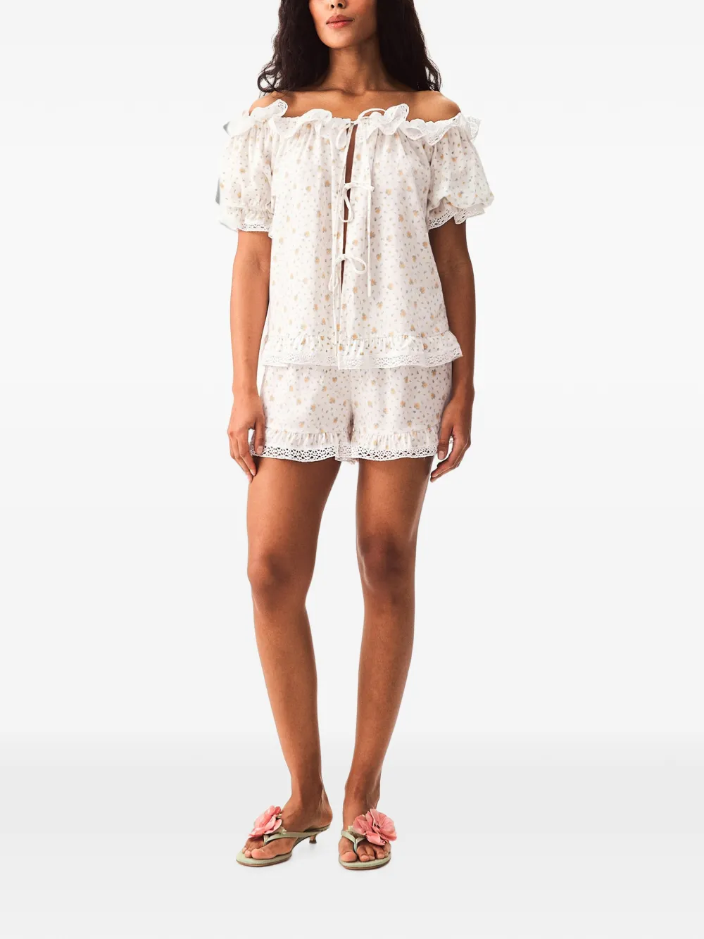 Sleeper Romantica pyjama met bloemenprint Wit