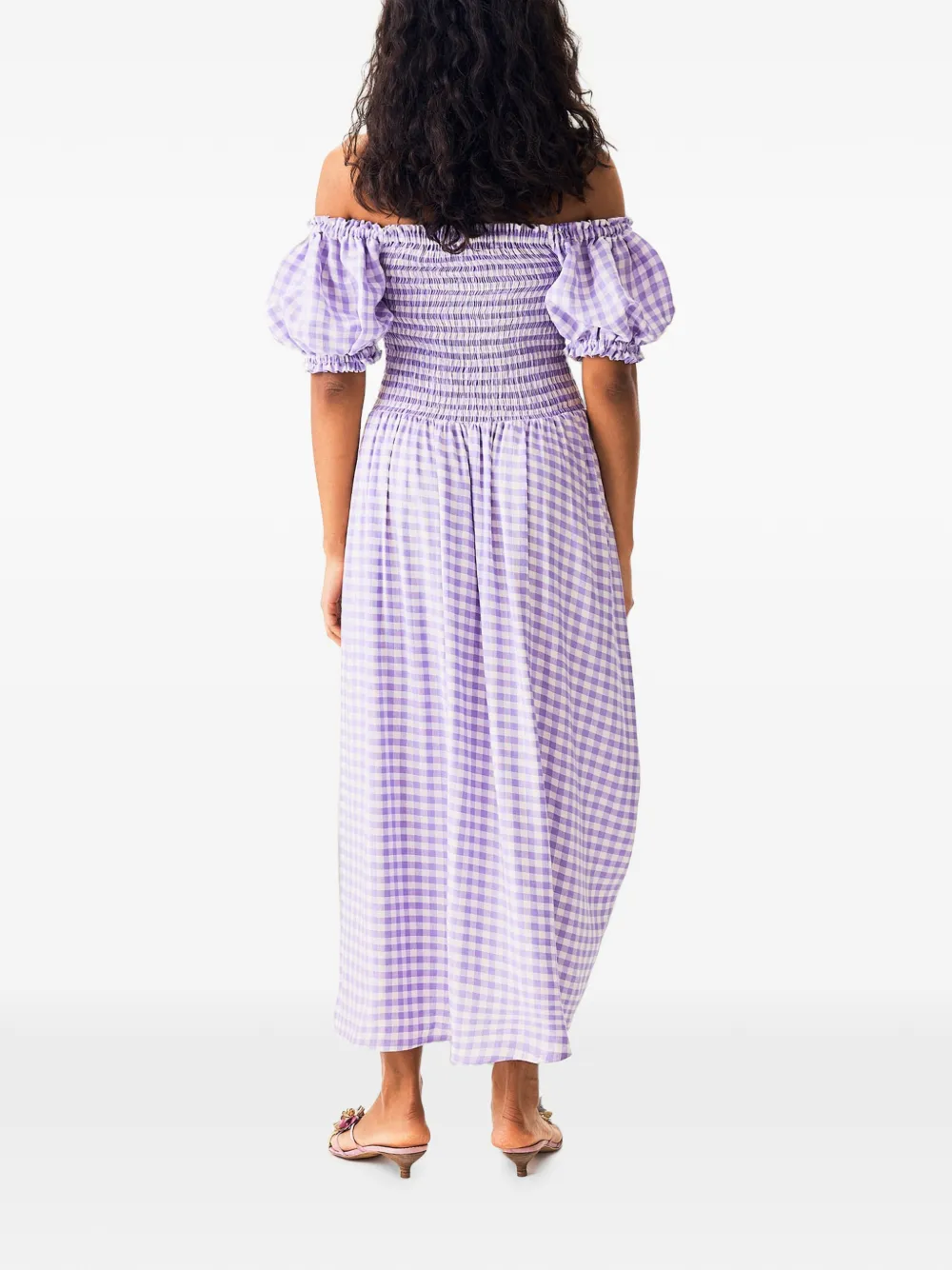 Sleeper Belle maxi-dress met gingham-print Paars