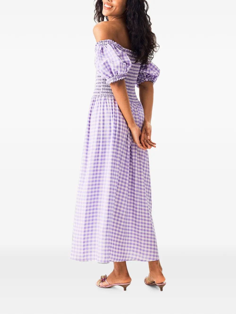Sleeper Belle maxi-dress met gingham-print Paars