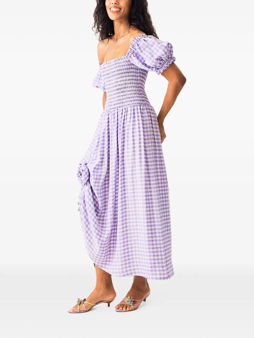 Sleeper Belle maxi-dress met gingham-print Paars