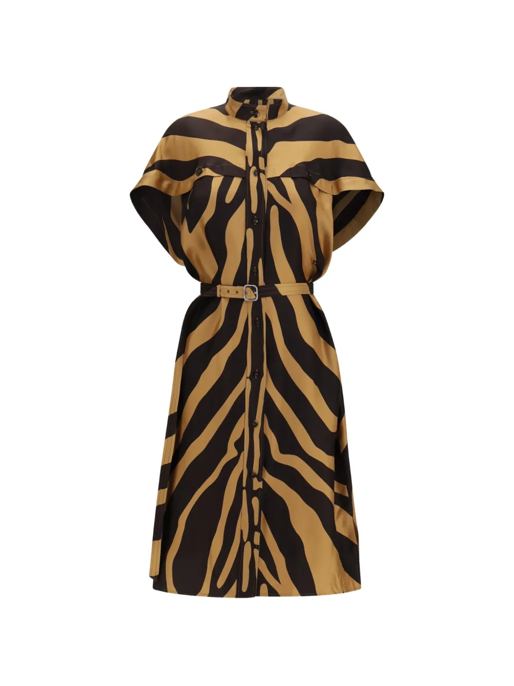 Ferragamo animal-print belted shirt dress - Toni neutri