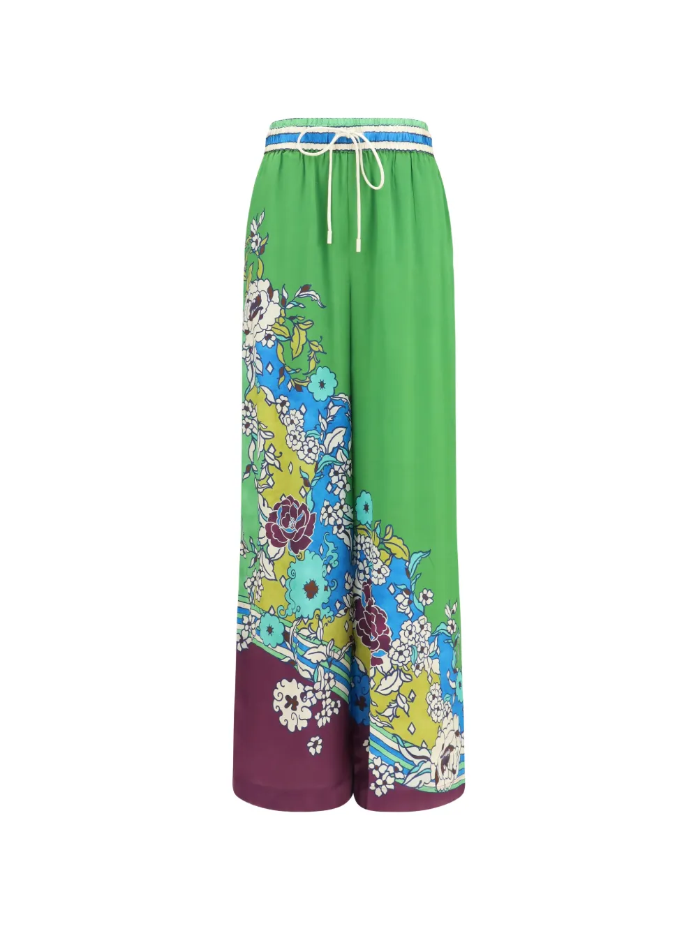ALEMAIS Nanci floral-print silk trousers - Verde