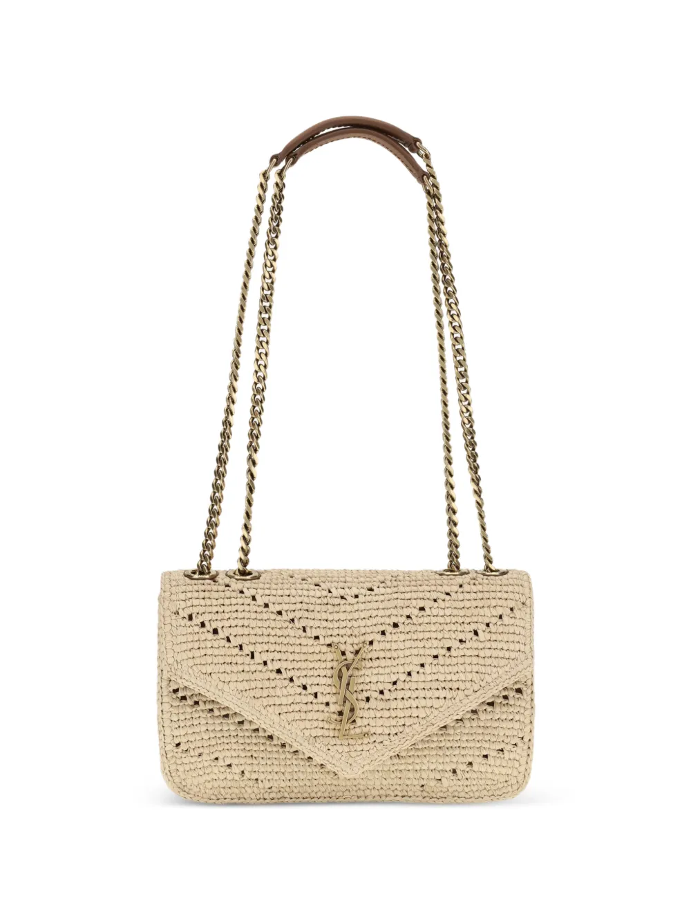 Saint Laurent Loulou raffia shoulder bag - Nude