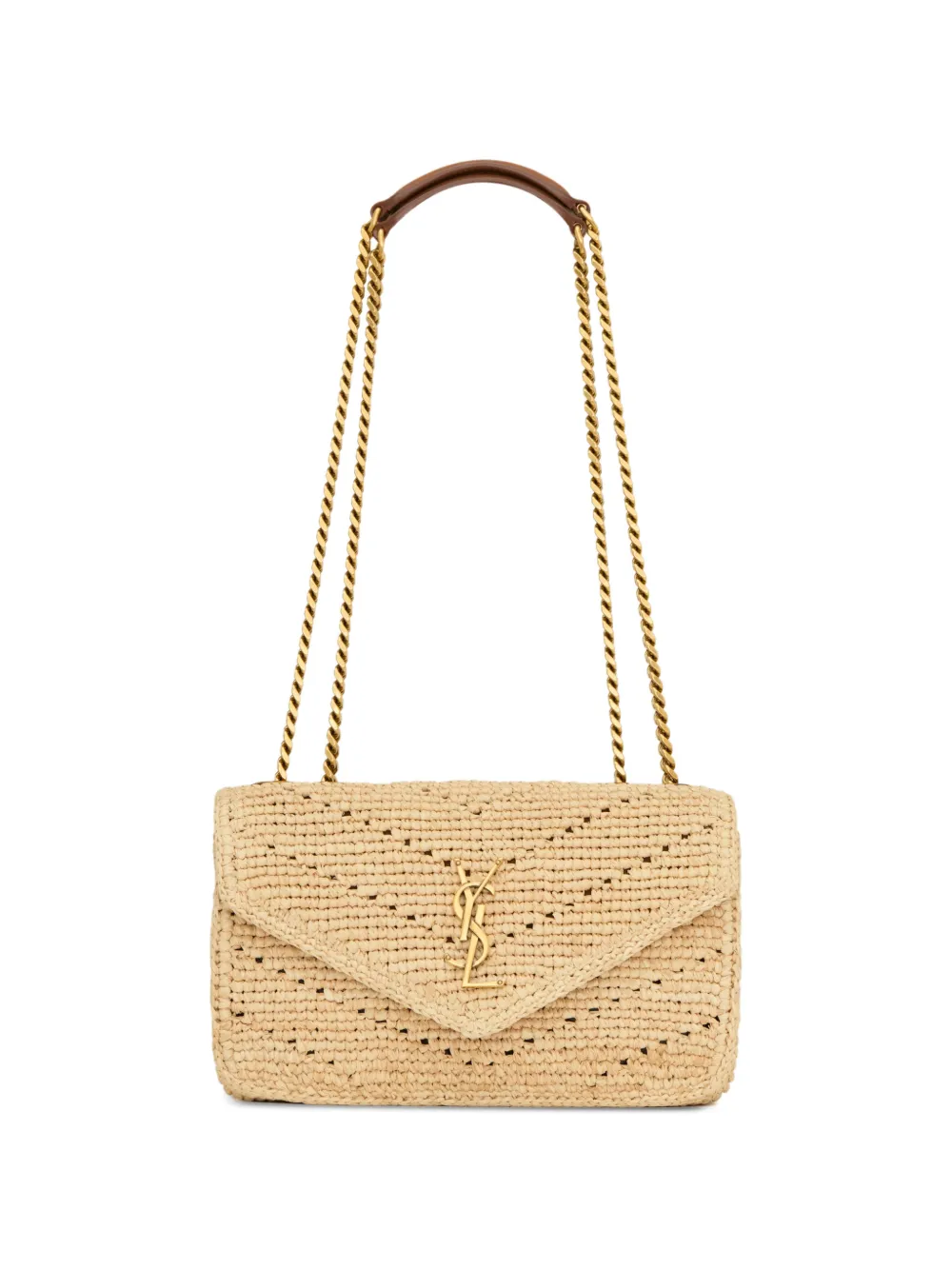 Saint Laurent Loulou raffia shoulder bag - Toni neutri