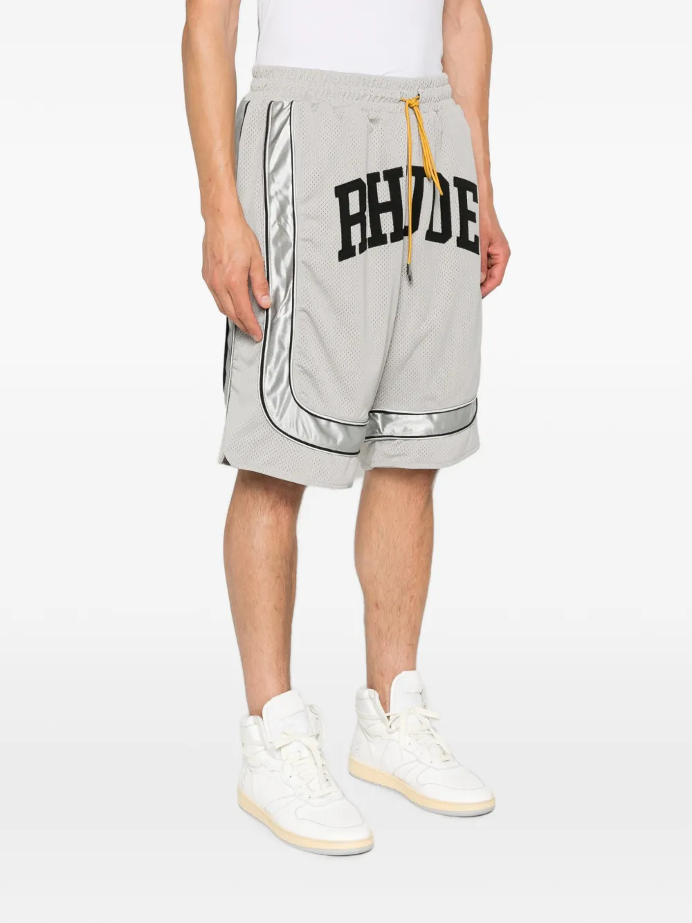 RHUDE Baggy collegiate shorts met logo Grijs