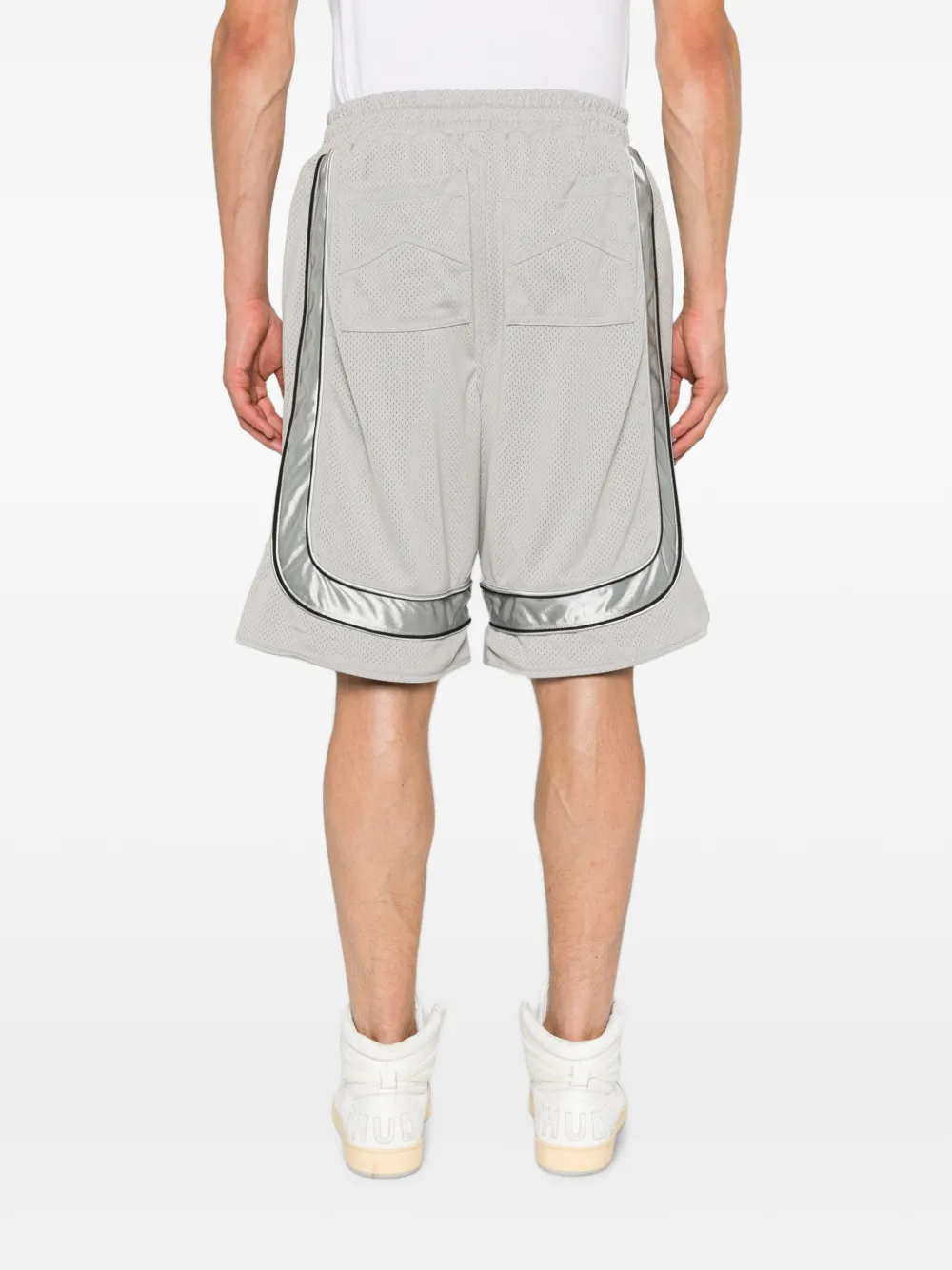 RHUDE Baggy collegiate shorts met logo Grijs
