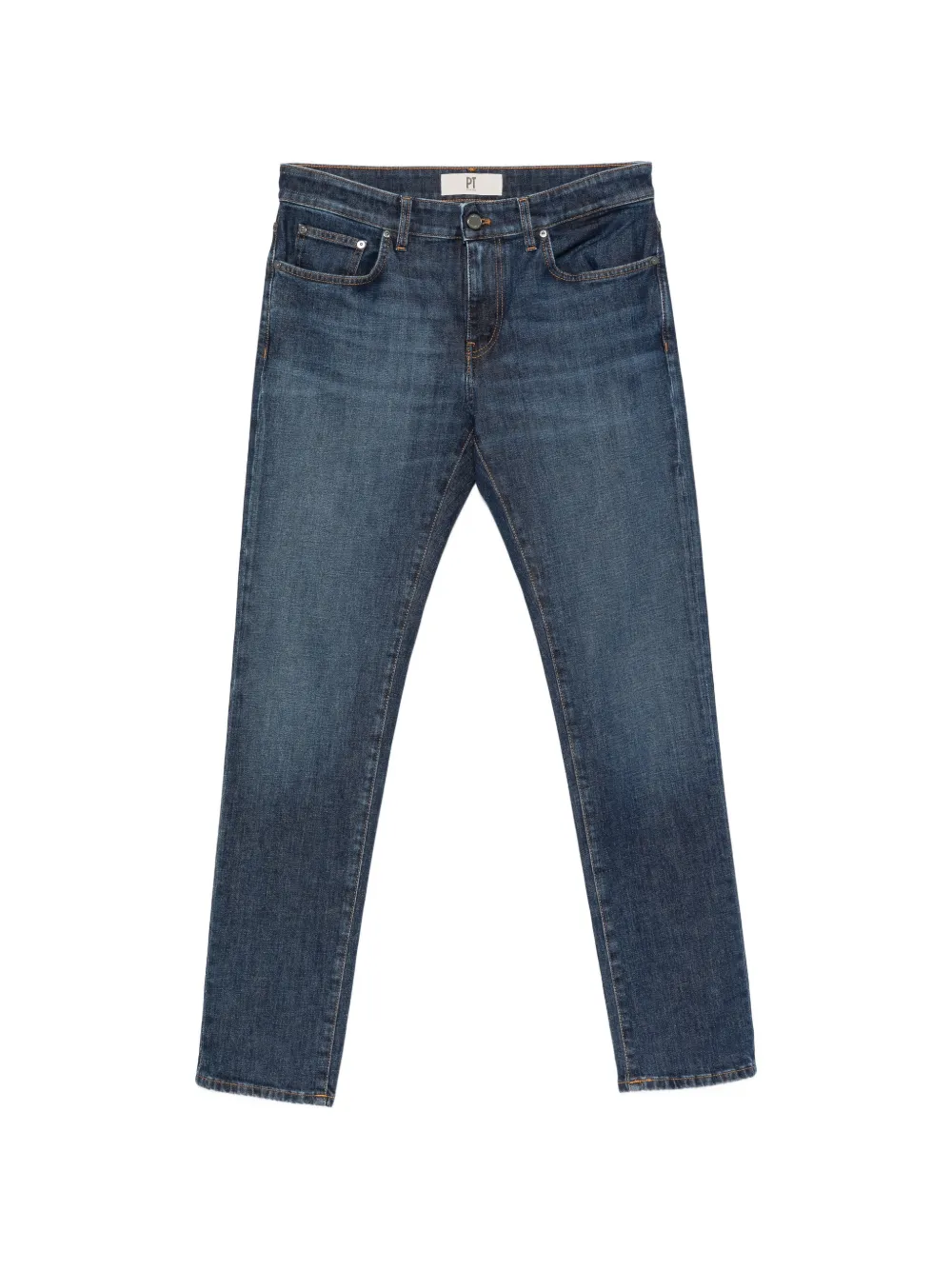 PT Torino faded-effect logo-patch jeans - Blu