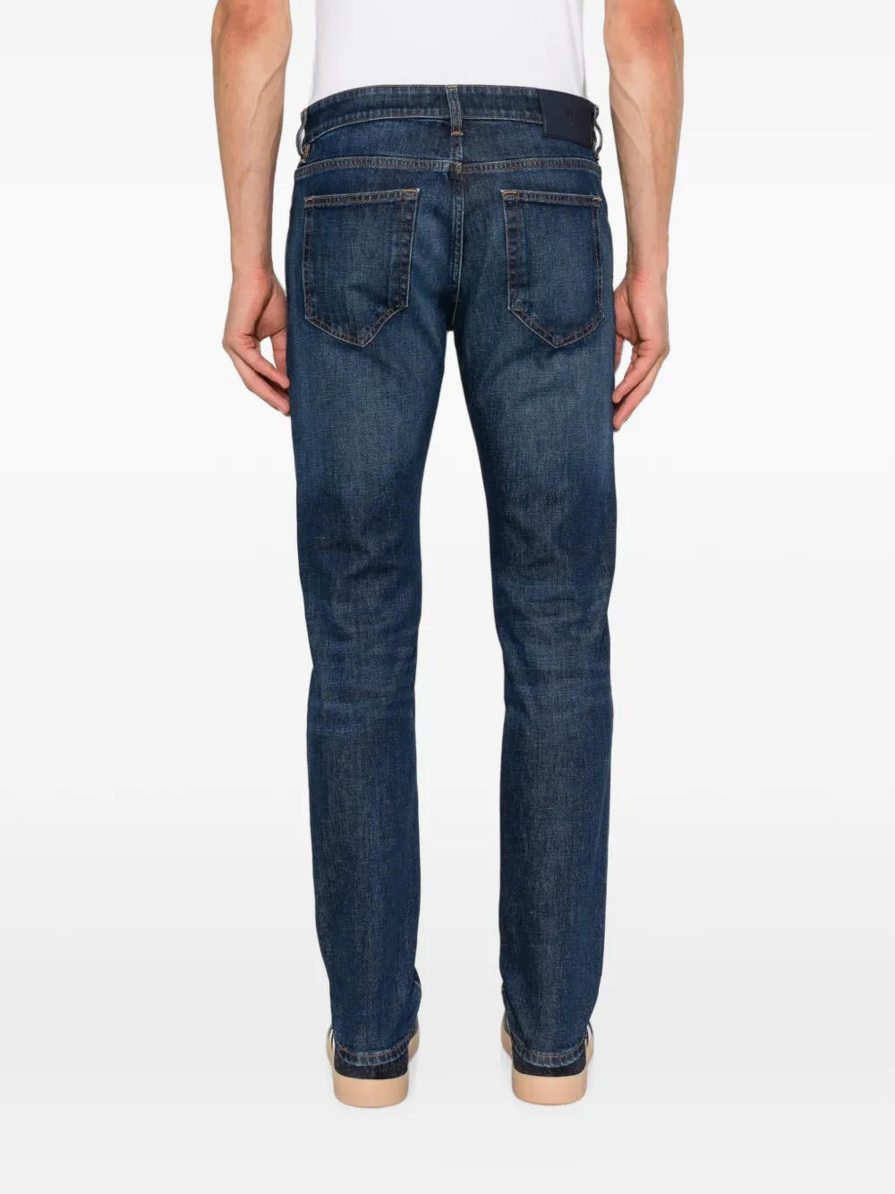 PT Torino Jeans met vervaagd effect en logopatch Blauw