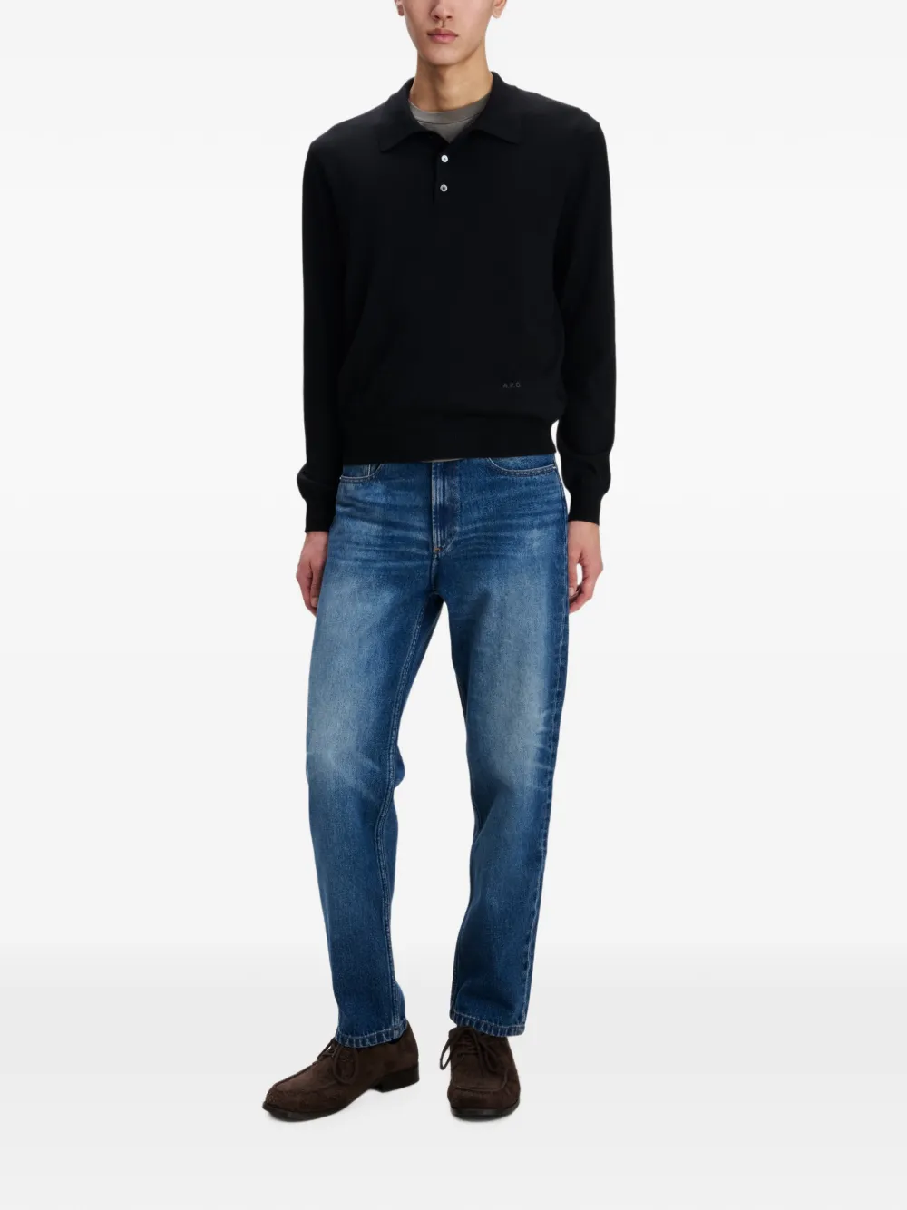 A.P.C. Poloshirt met lange mouwen Zwart