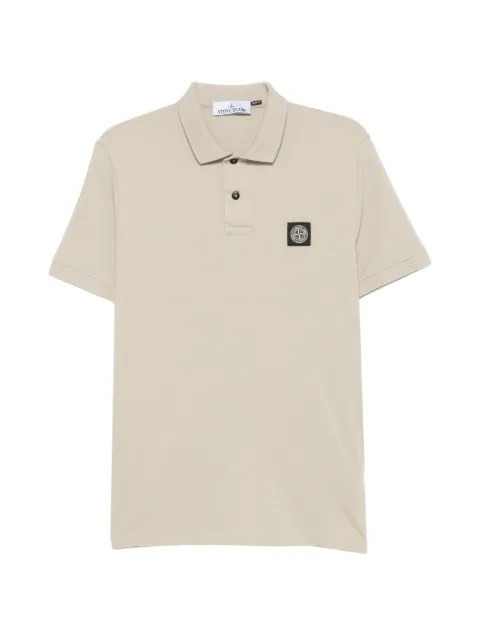 Stone Island logo-patch piqué polo shirt