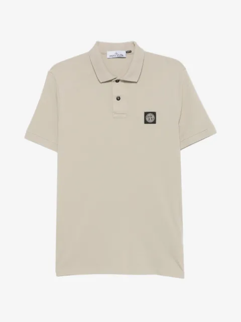 Stone Island logo-patch piqué polo shirt