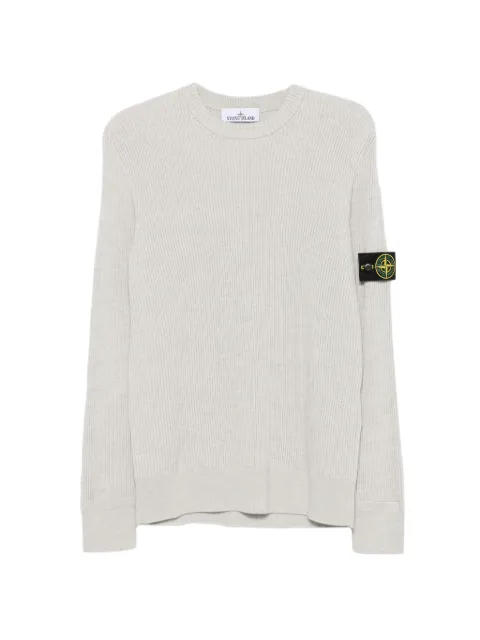 Stone Island logo-patch ribbed-knit sweater
