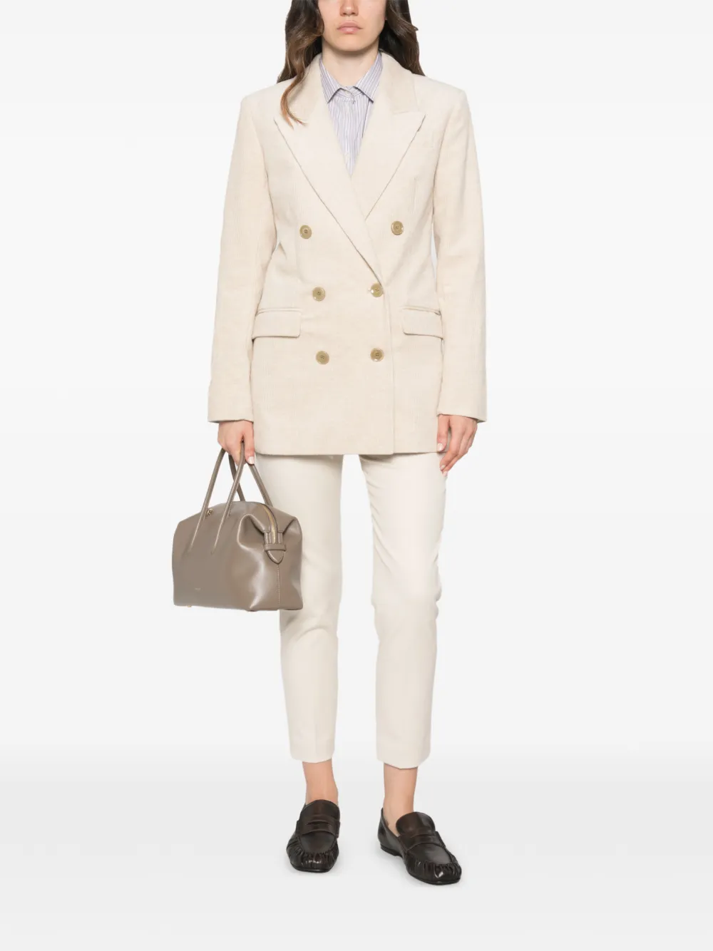 Brunello Cucinelli Slim-fit broek met knoopsluiting Beige