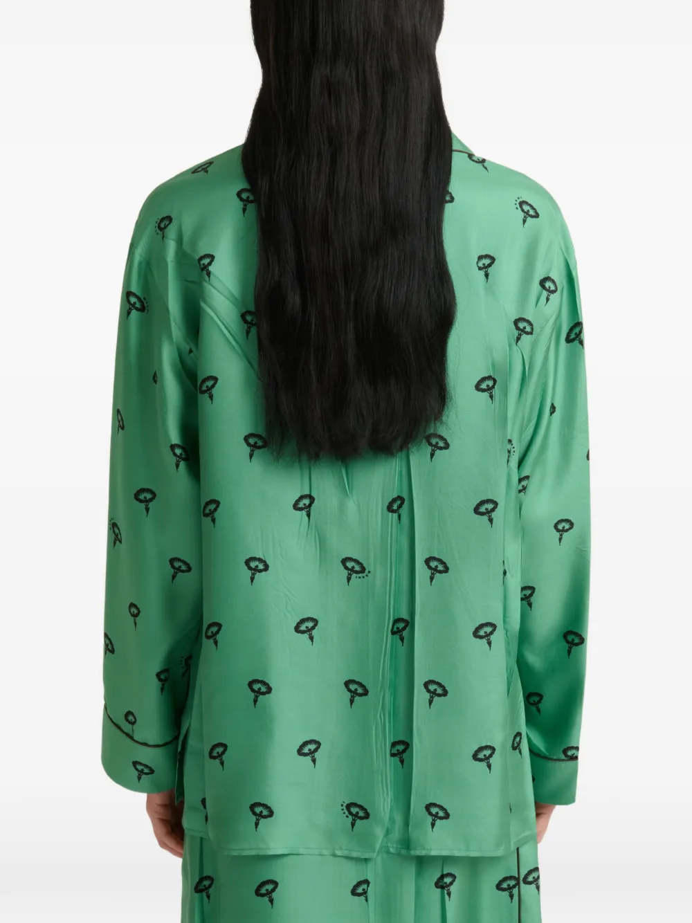 Marni Zijden twill pyjamashirt met bloemenprint Groen