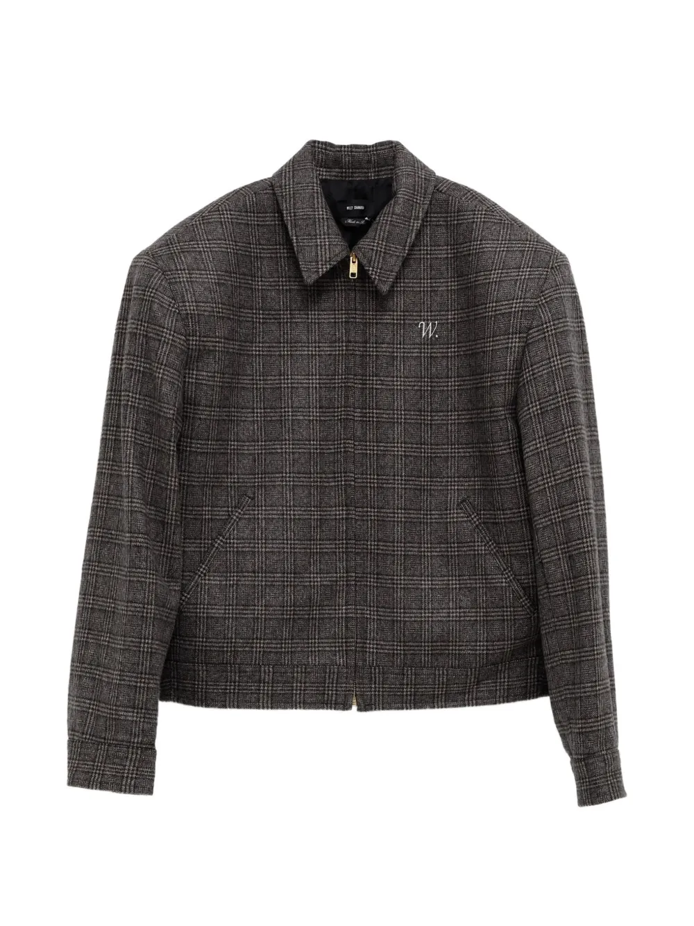Willy Chavarria check-pattern embroidered-logo shirt jacket - Grigio