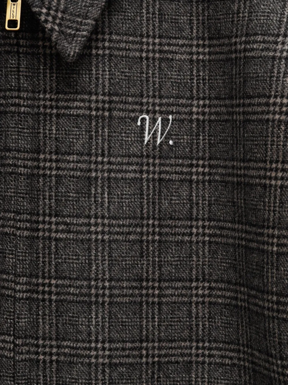 Willy Chavarria check-pattern embroidered-logo shirt jacket Grijs