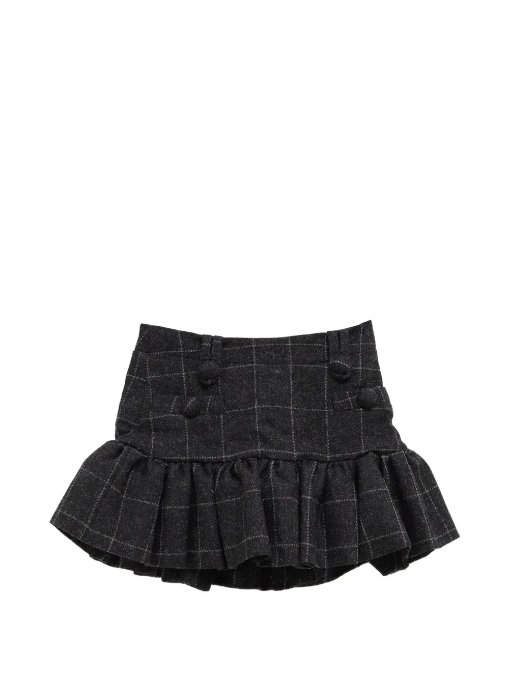 Vaquera Melton Check Ruffled Mini Skirt In Gray