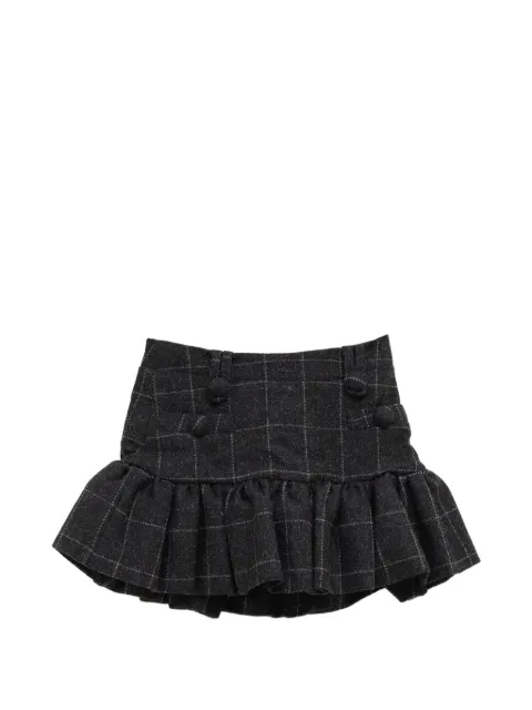 Vaquera Melton check ruffled mini skirt
