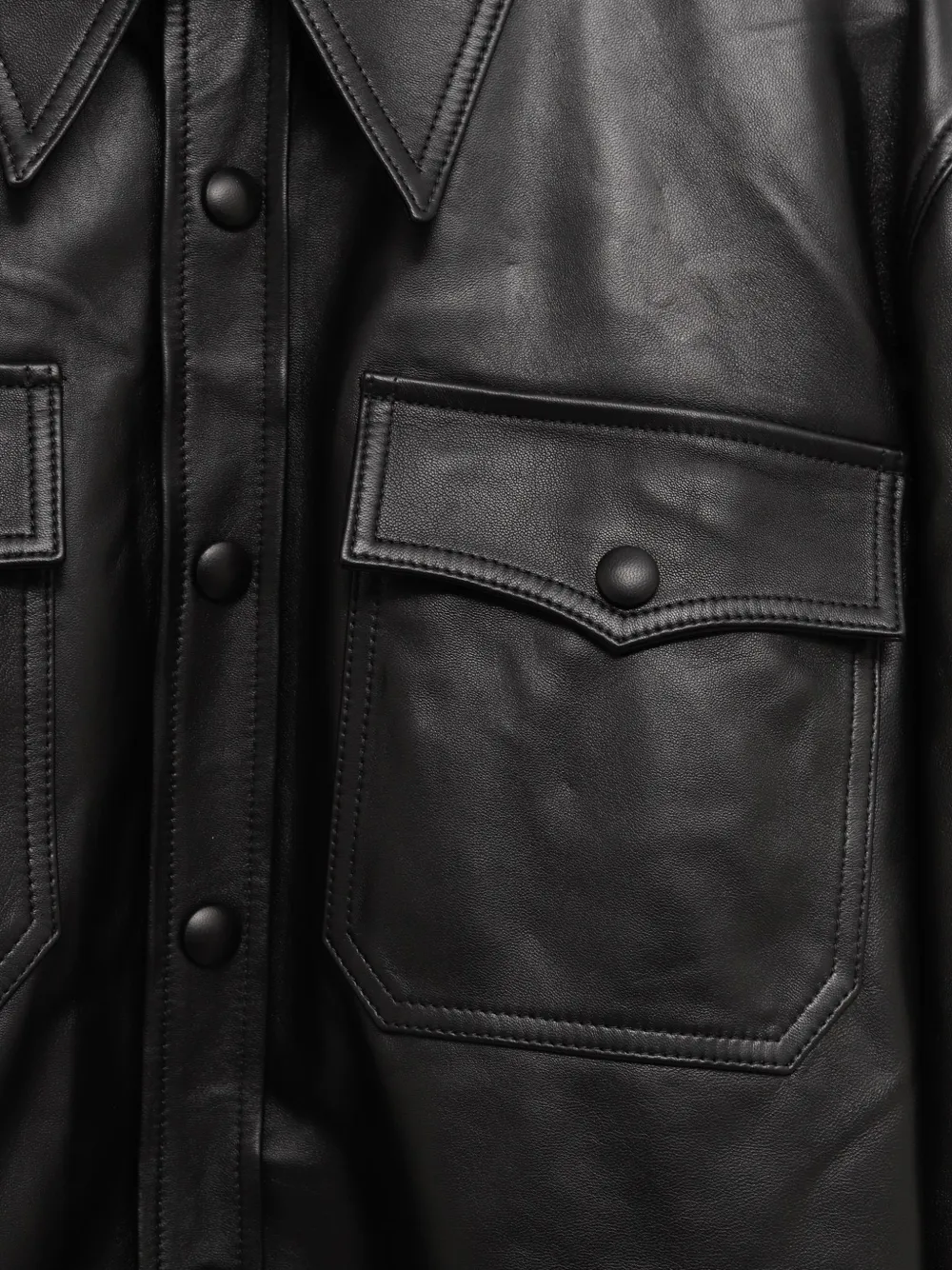 Willy Chavarria Chente leather shirt Zwart