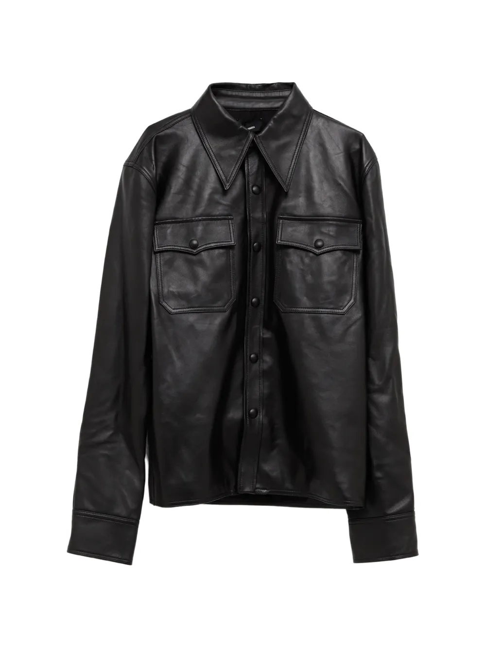 Willy Chavarria Chente leather shirt Zwart