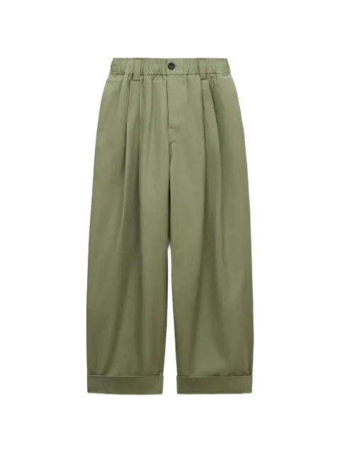 Marni green canvas pants with pleats