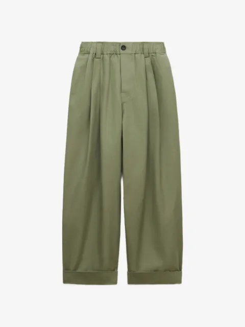 Marni pants de lona verde con pliegues
