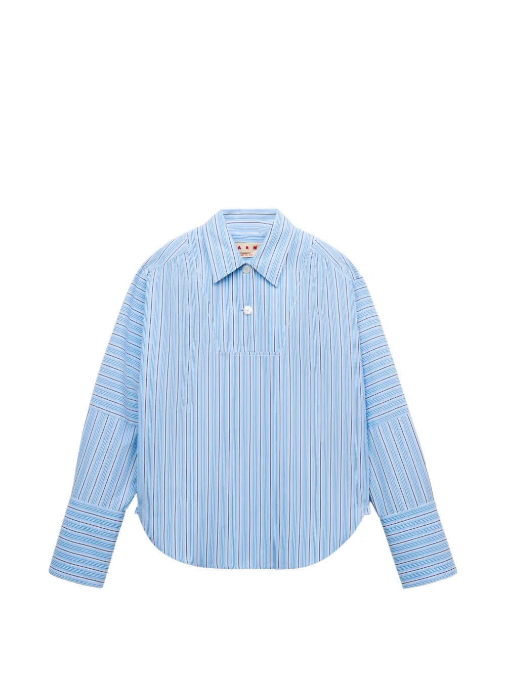 Marni light blue striped poplin shirt with bib insert - Blau
