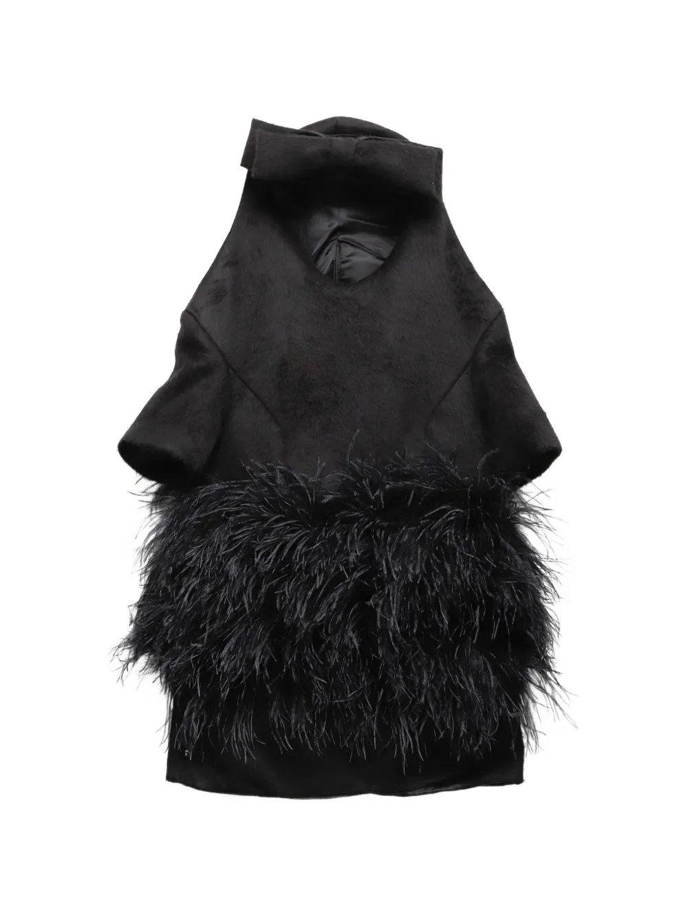 Vaquera feather-trim bow-detail dress - Nero