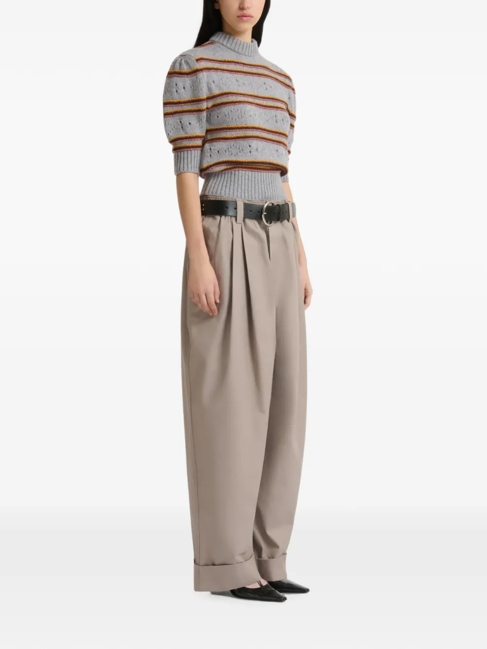Marni Grijze canvas plooibroek Beige