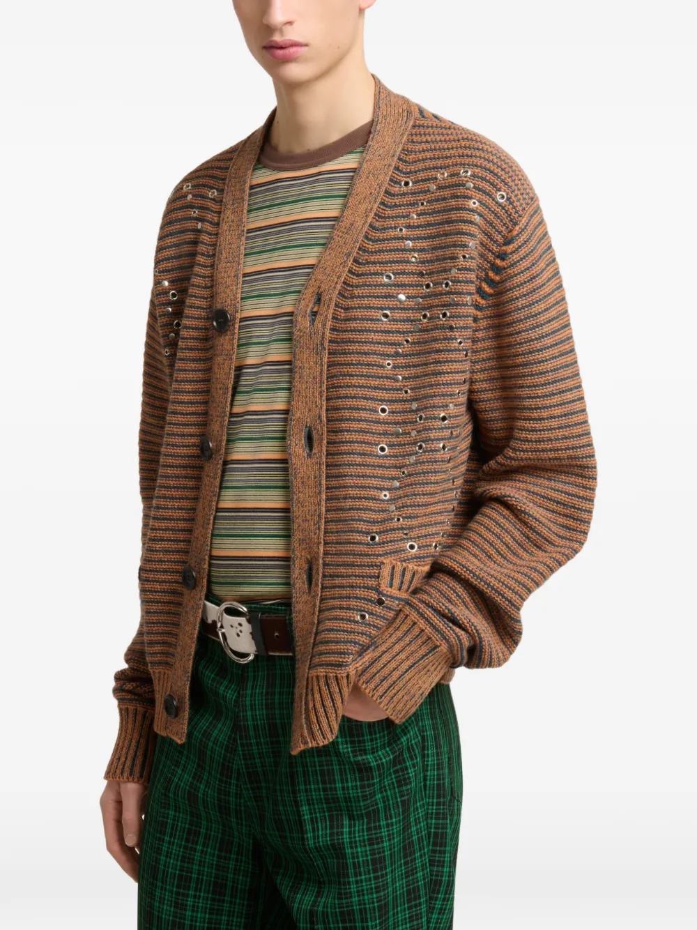 Marni Gestreept vest verfraaid met studs Bruin