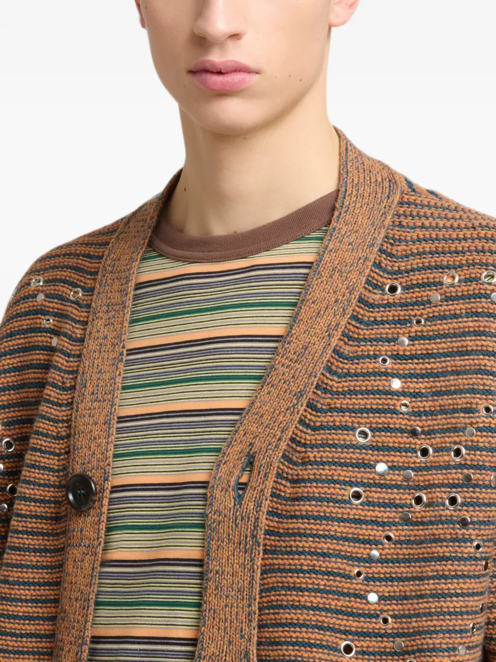 Marni Gestreept vest verfraaid met studs Bruin