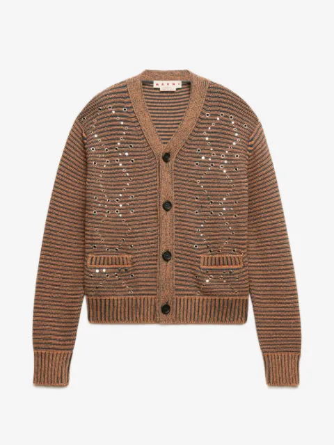 Marni stud-embellished striped cardigan