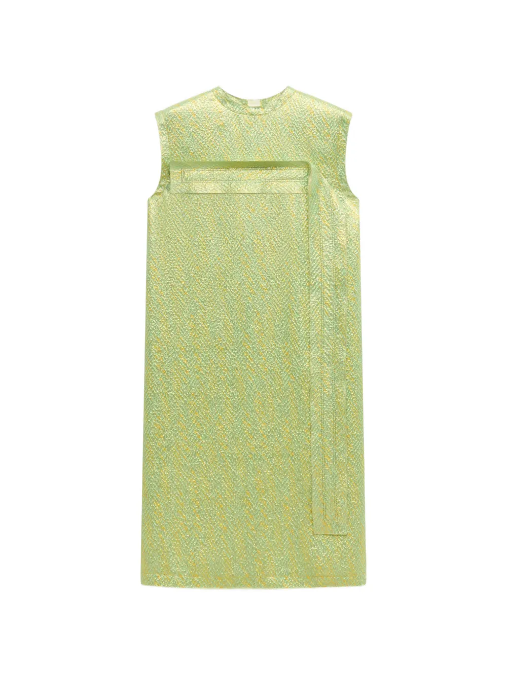 Marni green silk cloqué dress with panel detail - Verde