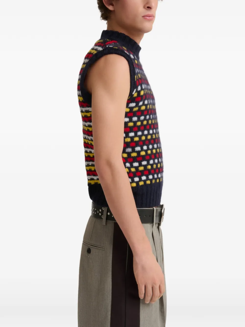 Marni Jacquard Shetland wollen vest Blauw