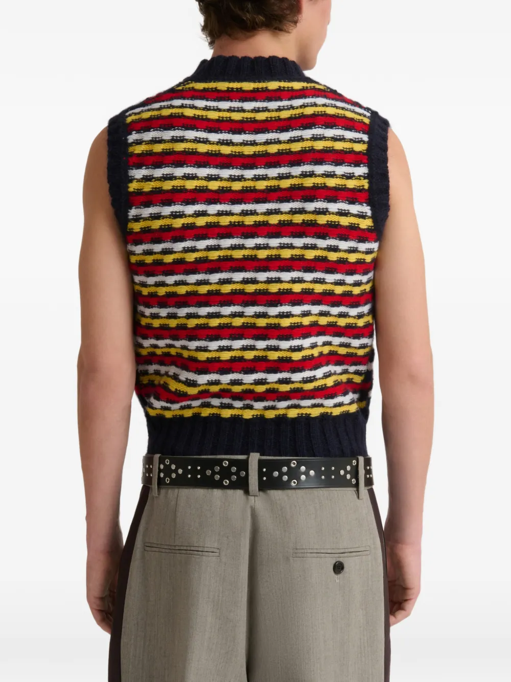 Marni Jacquard Shetland wollen vest Blauw