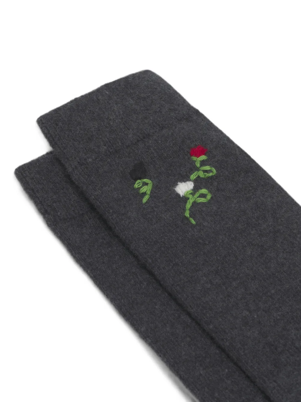 Marni Wol-kasjmier sokken met geborduurde bloemen Grijs