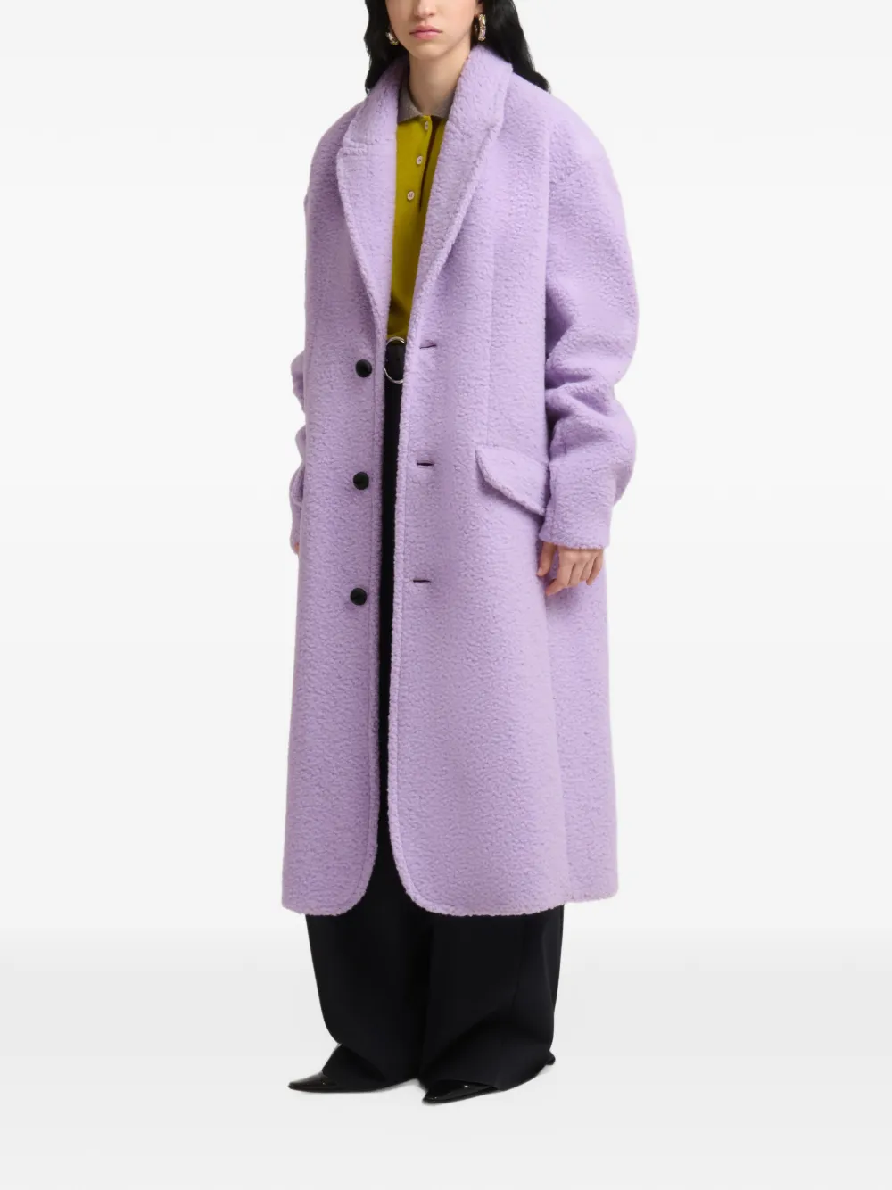 Marni purple wool-mohair teddy oversized coat Paars