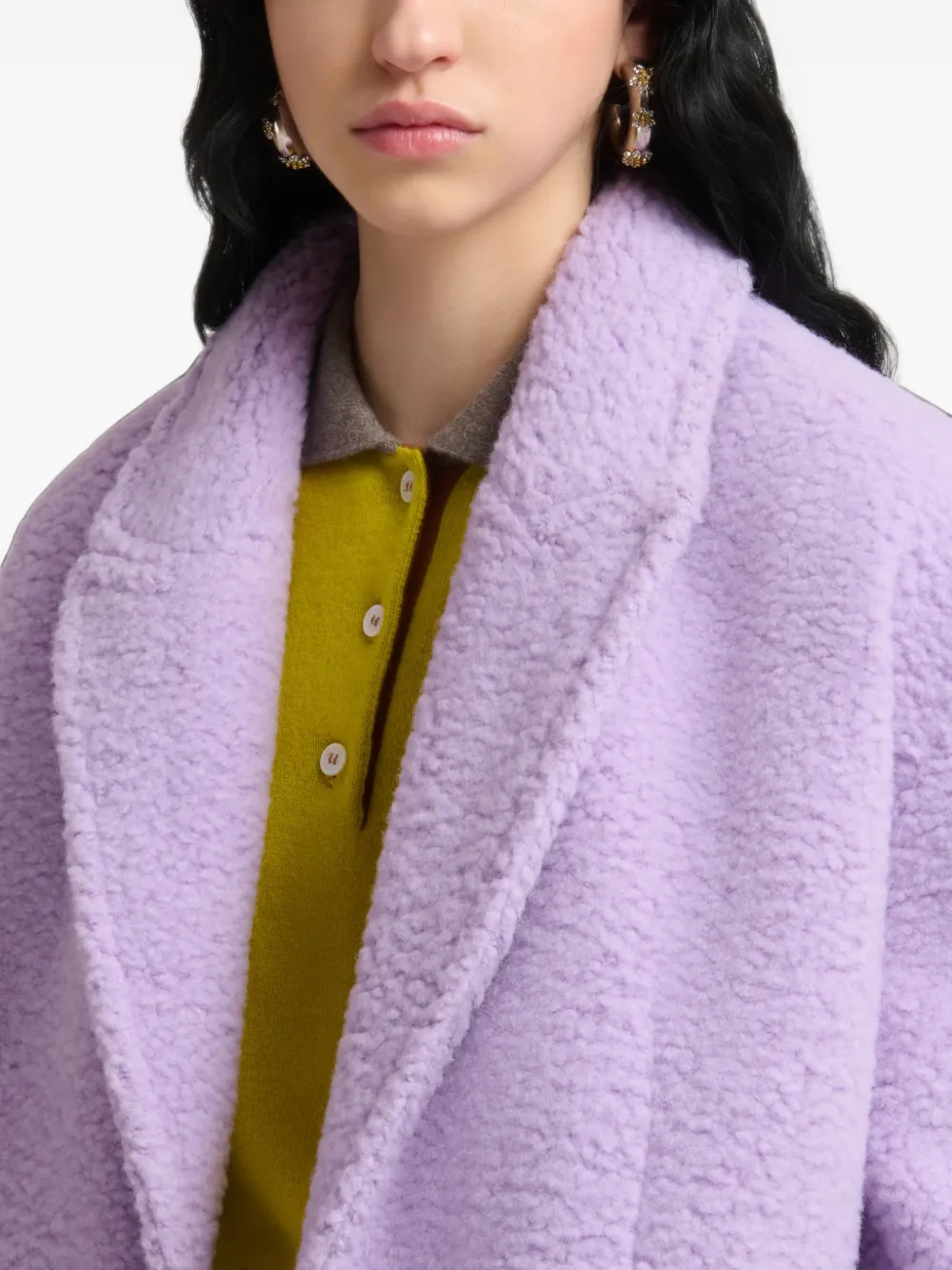 Marni purple wool-mohair teddy oversized coat Paars