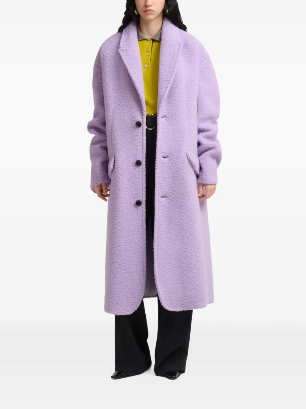 Marni purple wool-mohair teddy oversized coat Paars