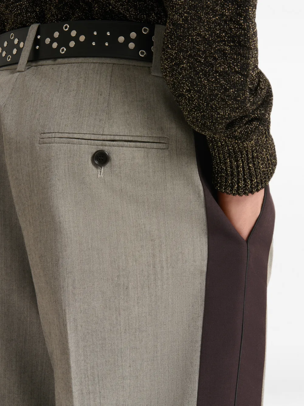 Marni Wollen broek met contrasterende zijbanden Grijs