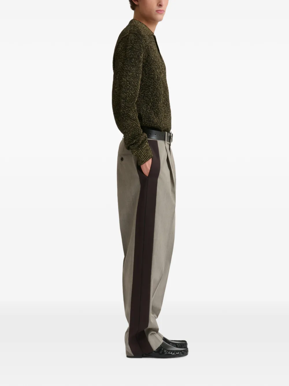 Marni Wollen broek met contrasterende zijbanden Grijs