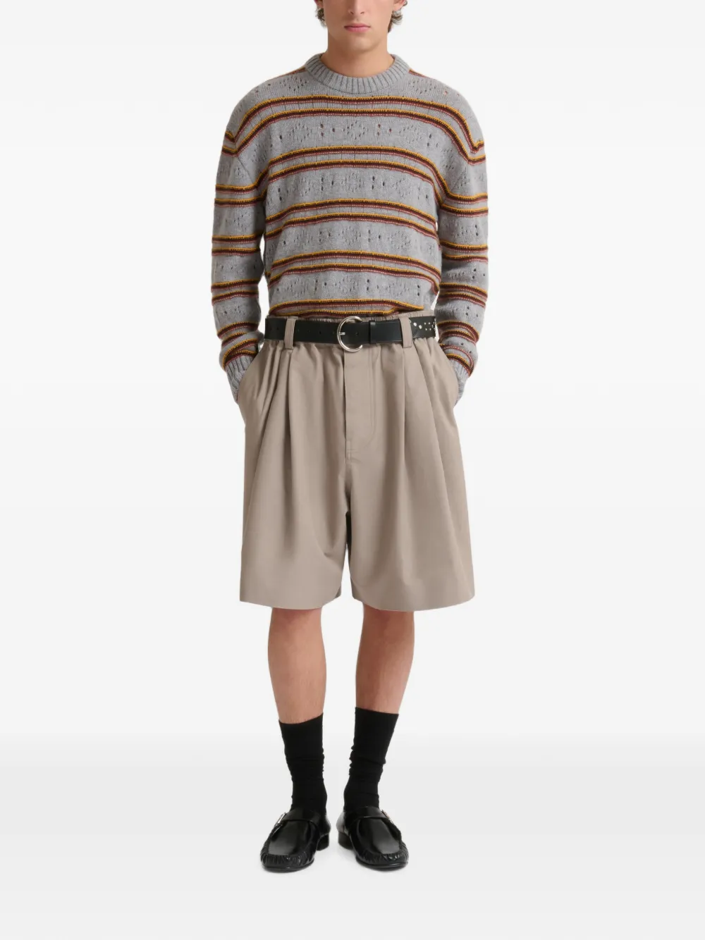 Marni Grijze canvas shorts met plooien Beige
