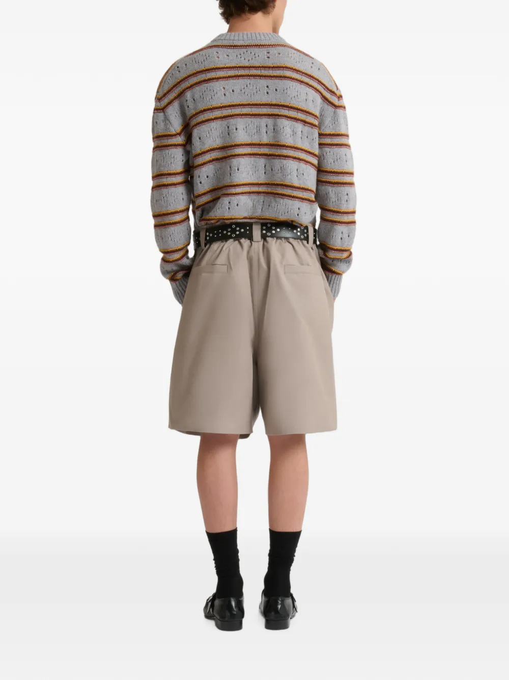 Marni Grijze canvas shorts met plooien Beige