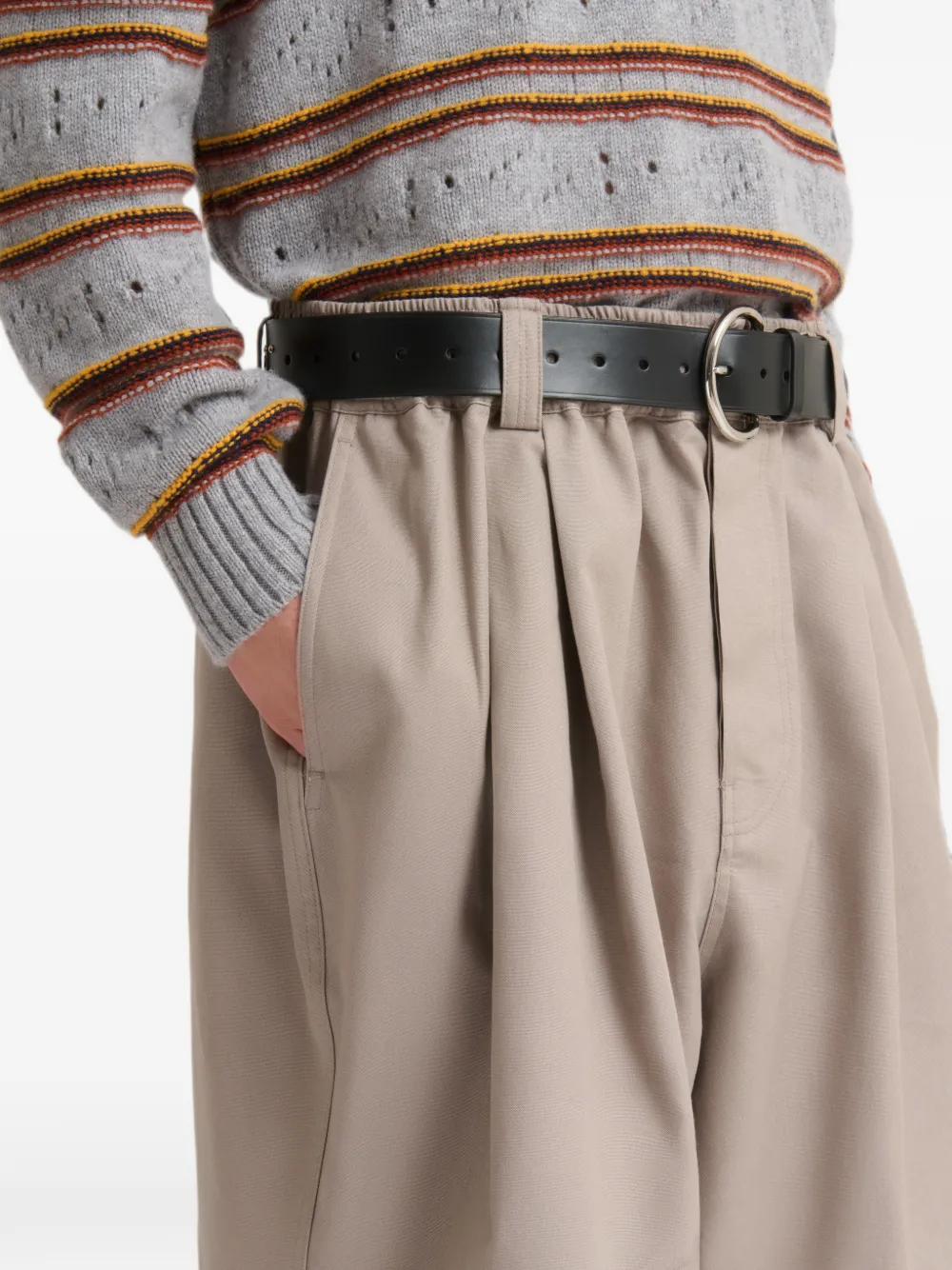 Marni Grijze canvas shorts met plooien Beige