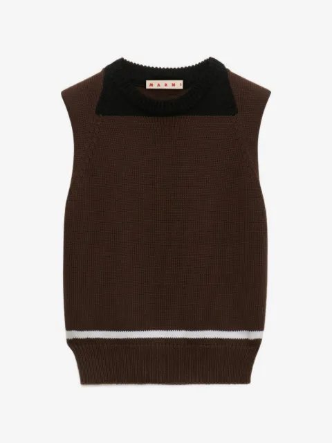 Marni logo-embroidered knitted top