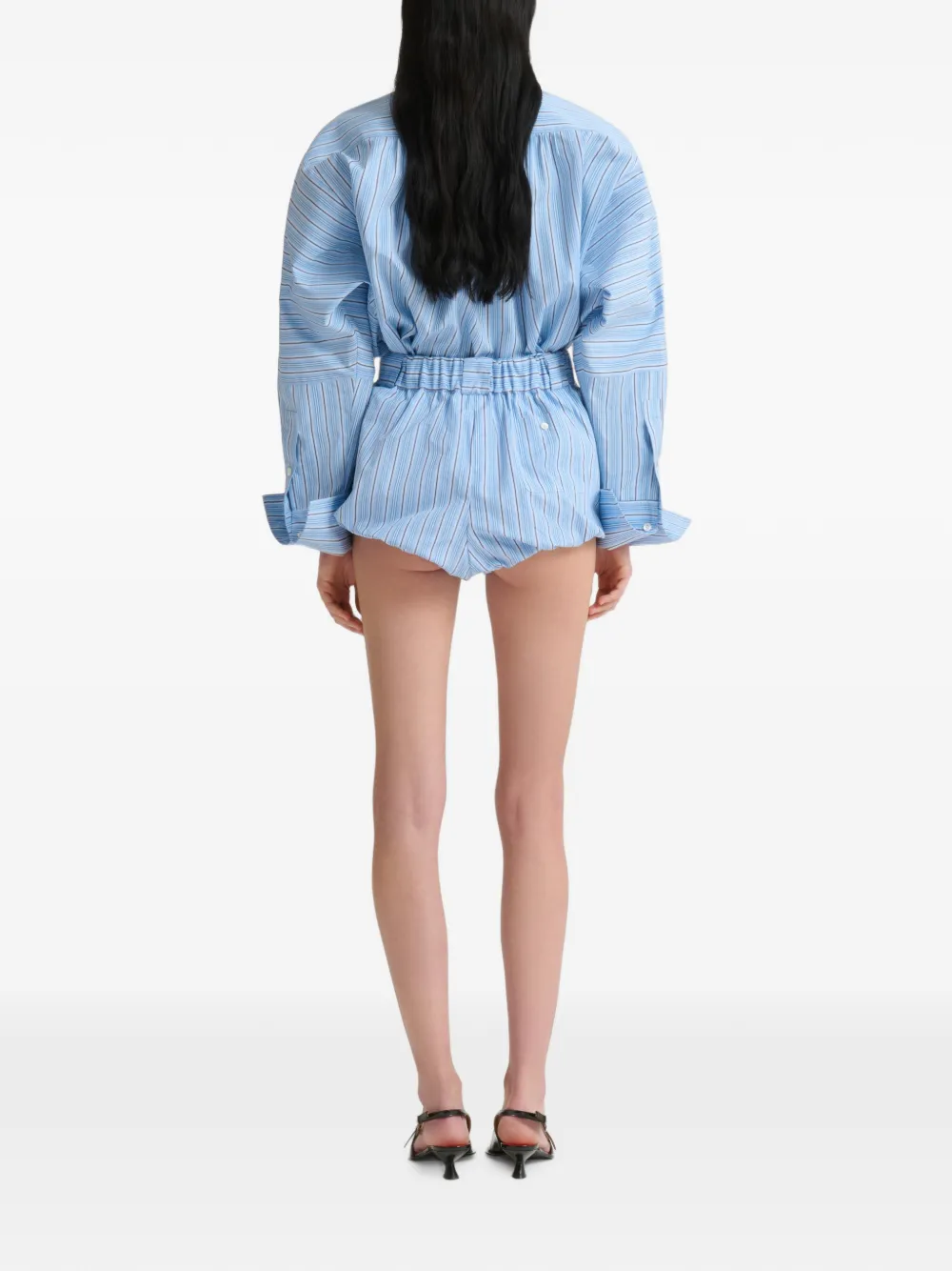 Marni Lichtblauw gestreepte popeline shorts