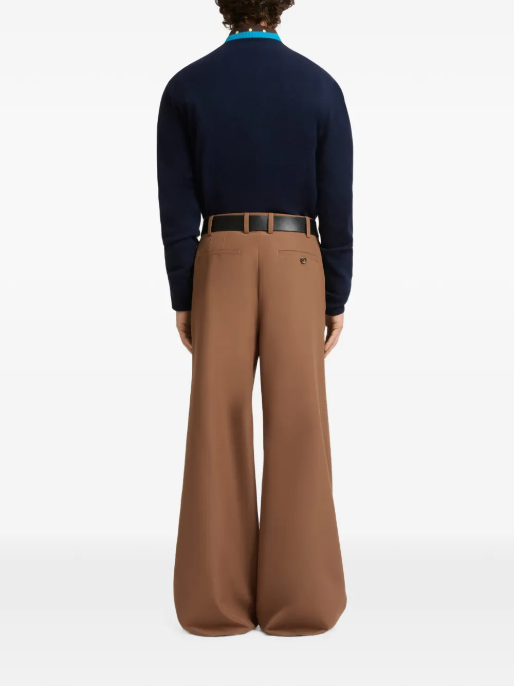 Marni technische wollen broek met geknoopte klep Bruin