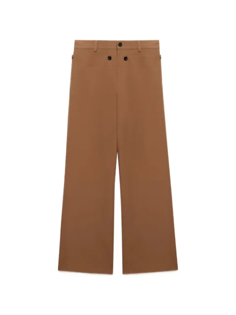 Marni brown technical wool trousers with buttoned flap