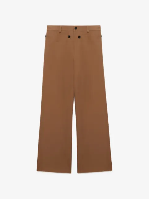 Marni brown technical wool trousers with buttoned flap